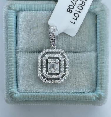 2Ct Round Lab-Created Diamond Beautiful Halo Pendant 14KWhite Gold Plated Silver