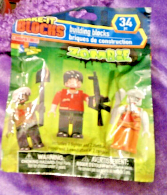 Make-It Blocks Zombie Mini Brick Figures (2 Zombies And 1 Fighter) FREE SHIPPING