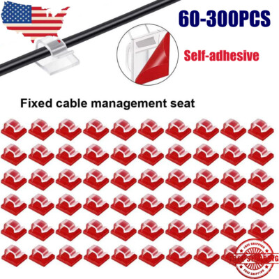 60-300PCS Cable Clips Self-Adhesive Cord Management Wire Holder Organizer Clamps