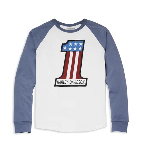 トップス HARLEY DAVIDSON raglan design tee Harley-Davidson® Little Girls' Racing Raglan Short Sleeve