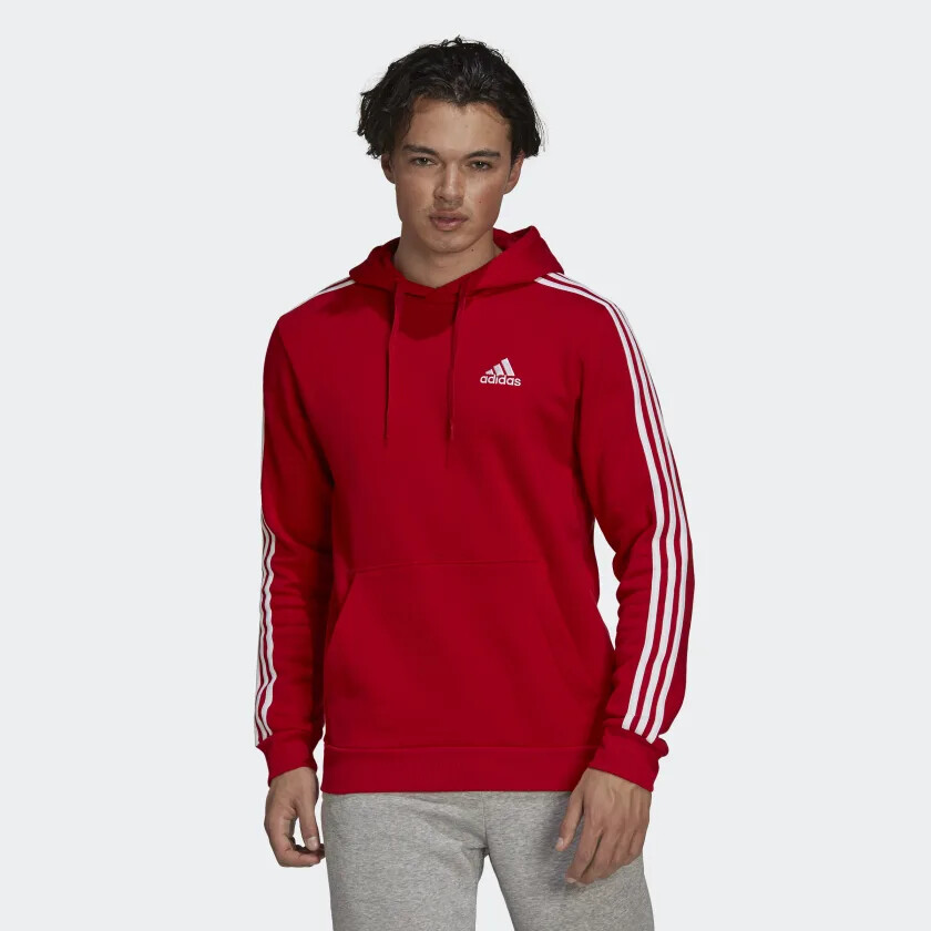 

Adidas Мужская флисовая толстовка с тремя полосками Essentials Scarlet / White GU2523, Красный