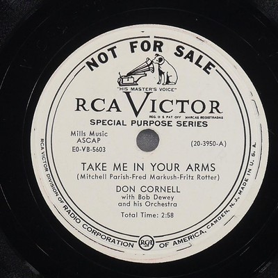 DON CORNELL Take Me In Your Arms / The Breeze RCA 20-3950 VG+ 78rpm
