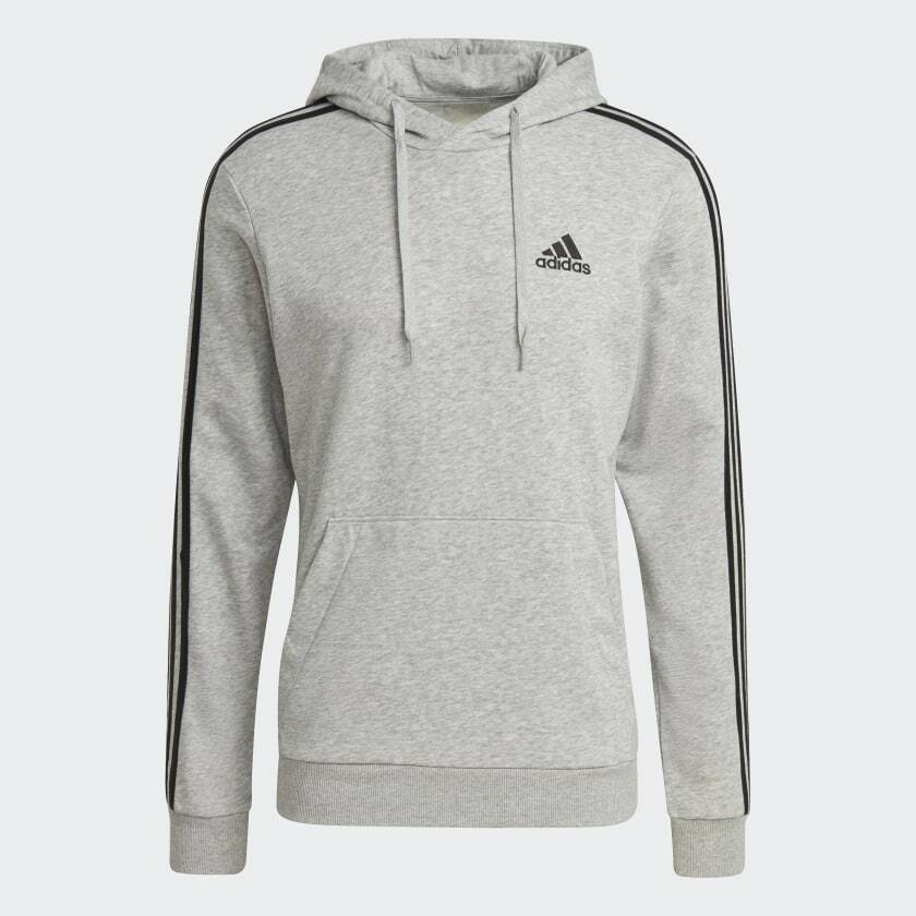 Мужская толстовка с капюшоном Adidas ESSENTIALS 3 STRIPES Medium Grey Heather / Black GK9080