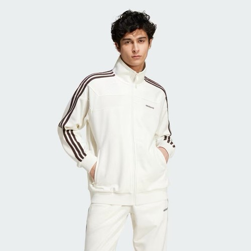 adidas: アディダス　レザージャケット　Three stripes フェイクレザー アディカラー スリーストライプス ルーズ