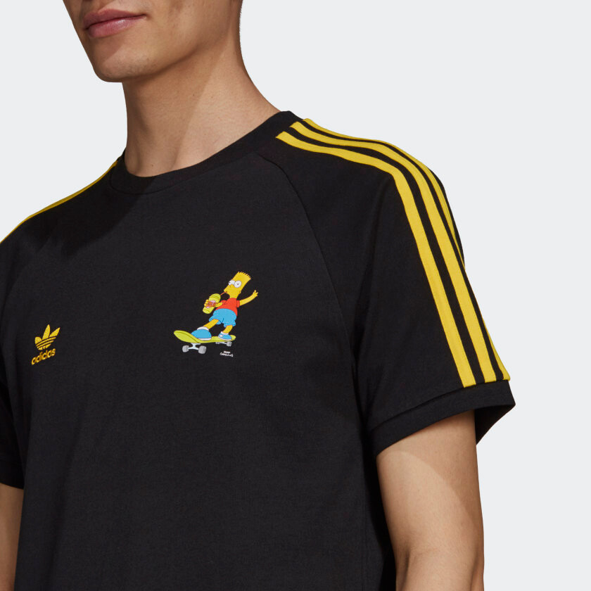 Adidas The Simpsons 3 Stripes Shirt Medium Bart Skateboarding Rare Trefoil Black