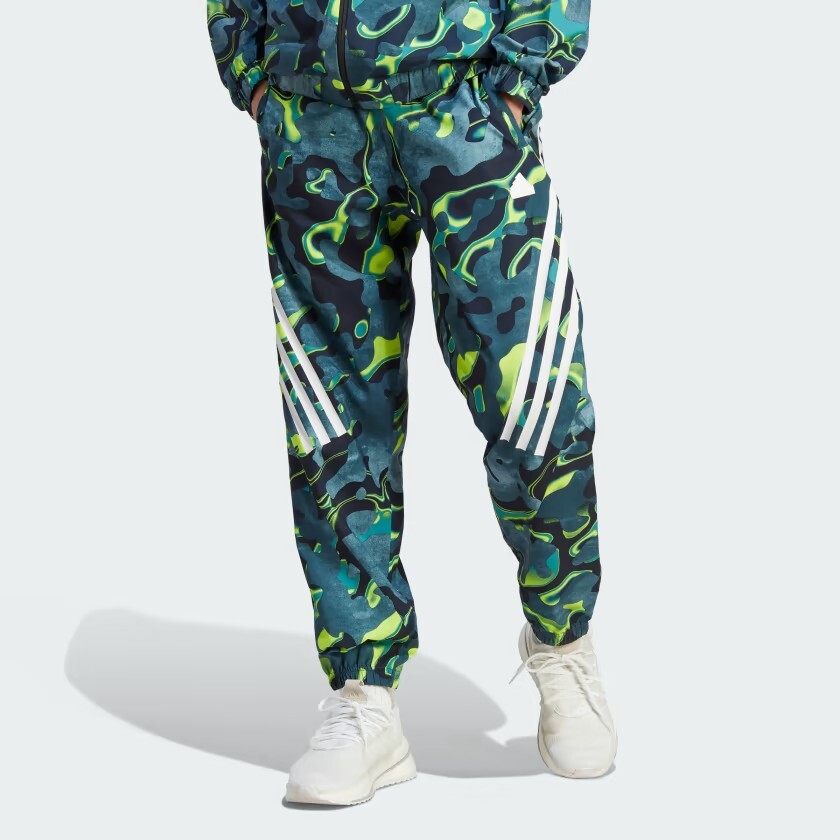 adidas Men's Future Icons Allover Print Pants Green Arctic