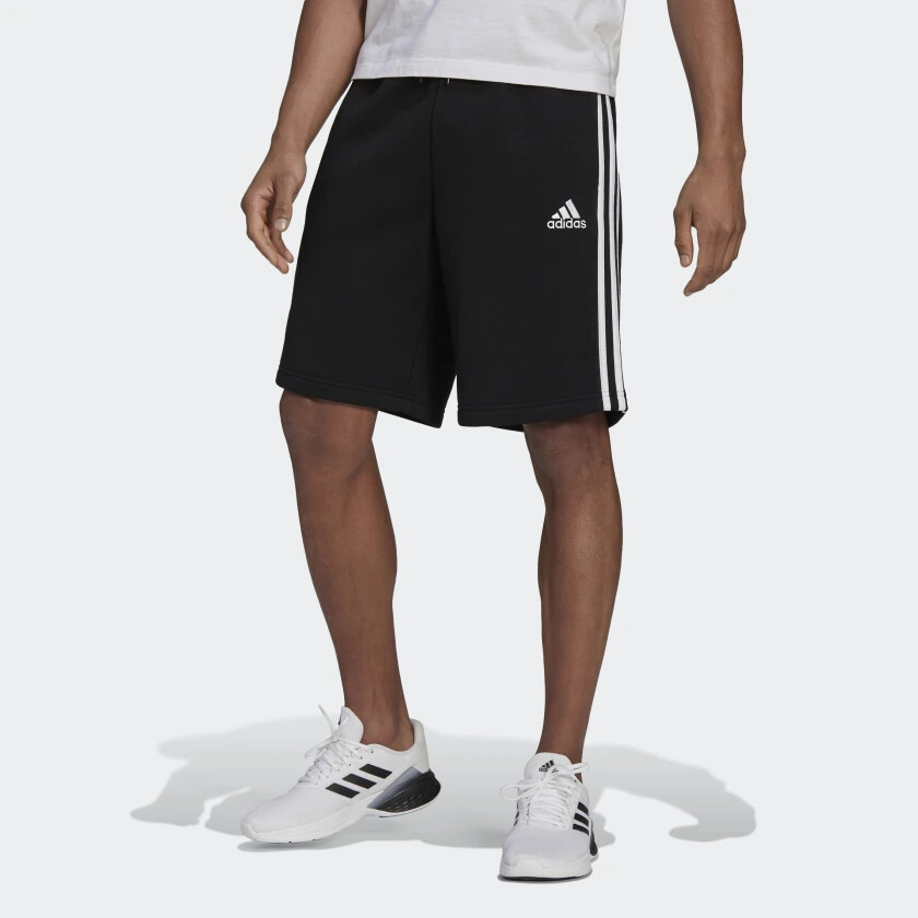 Мужские флисовые шорты Adidas Essentials с 3 полосками, черный / белый H20849