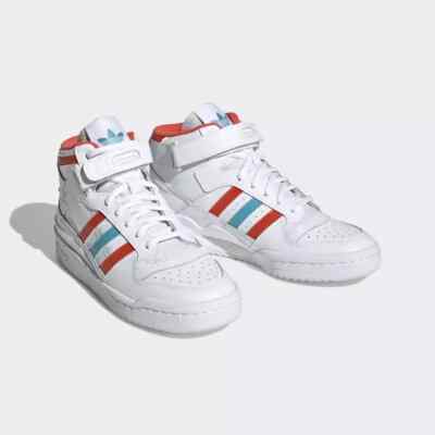 Adidas Originals Women's White Red Blue FORUM MID SHOES HQ1952