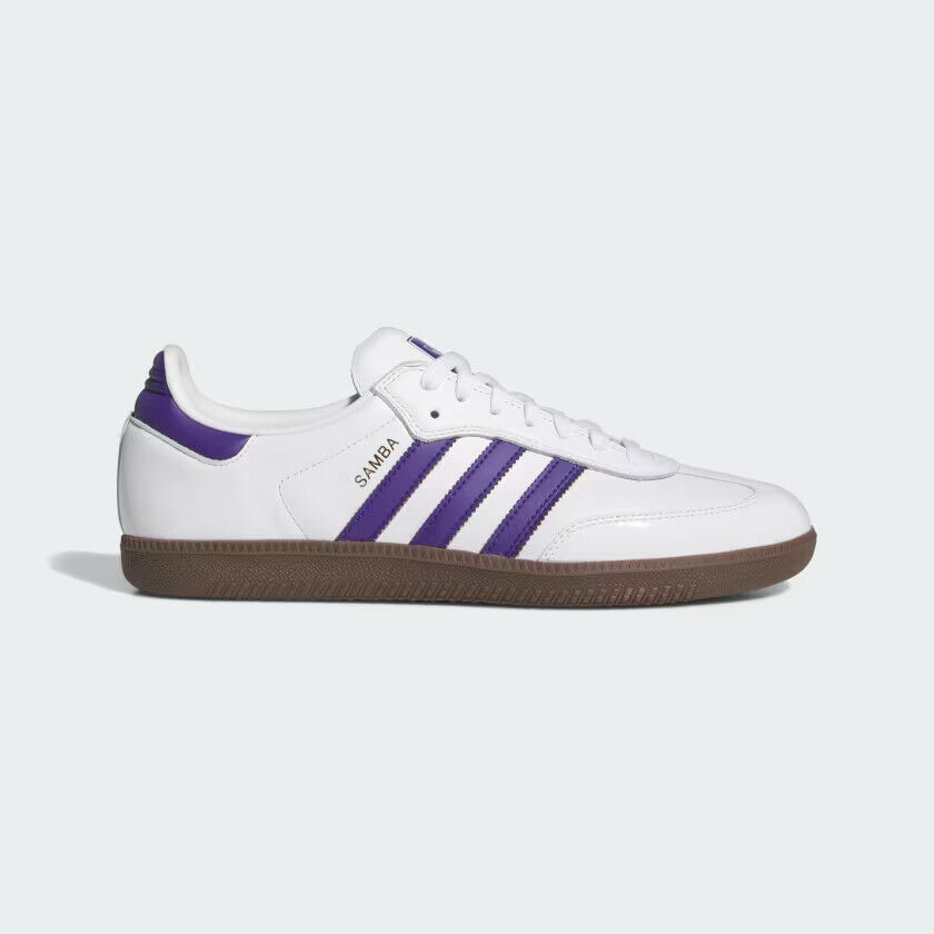 Мужские кроссовки adidas Samba ADV IE6613 Cloud White / Темно-фиолетовый / Золотой металлик
