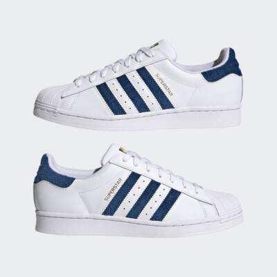 adidas superstar blue and white