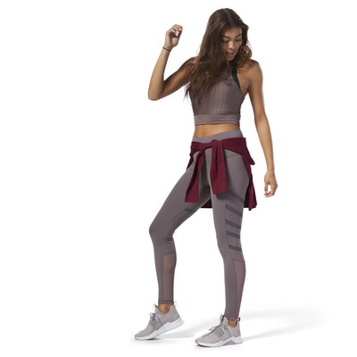 

Женские колготки с высокой посадкой Reebok Wmns Studio Cardio New Almgre Black Grey DJ3443, Фиолетовый