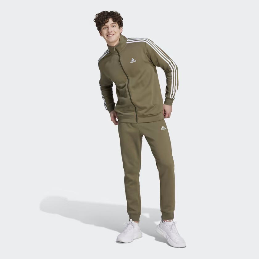 adidas Men's Basics 3-Stripes Fleece Track Suit (Jacket