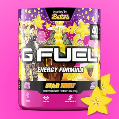 G Fuel Butters Star Fruit Tub Focus Energy Formula 40 Servings GFuel