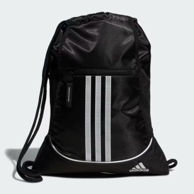 EUC Adidas Alliance Drawstring Bag Gym Sack Backpack Black & White Travel Sport