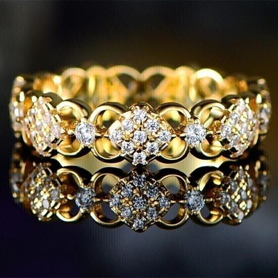 1.2Ct Round Lab Created Diamond Women's Engagement Ring 14K Yellow Gold Plated