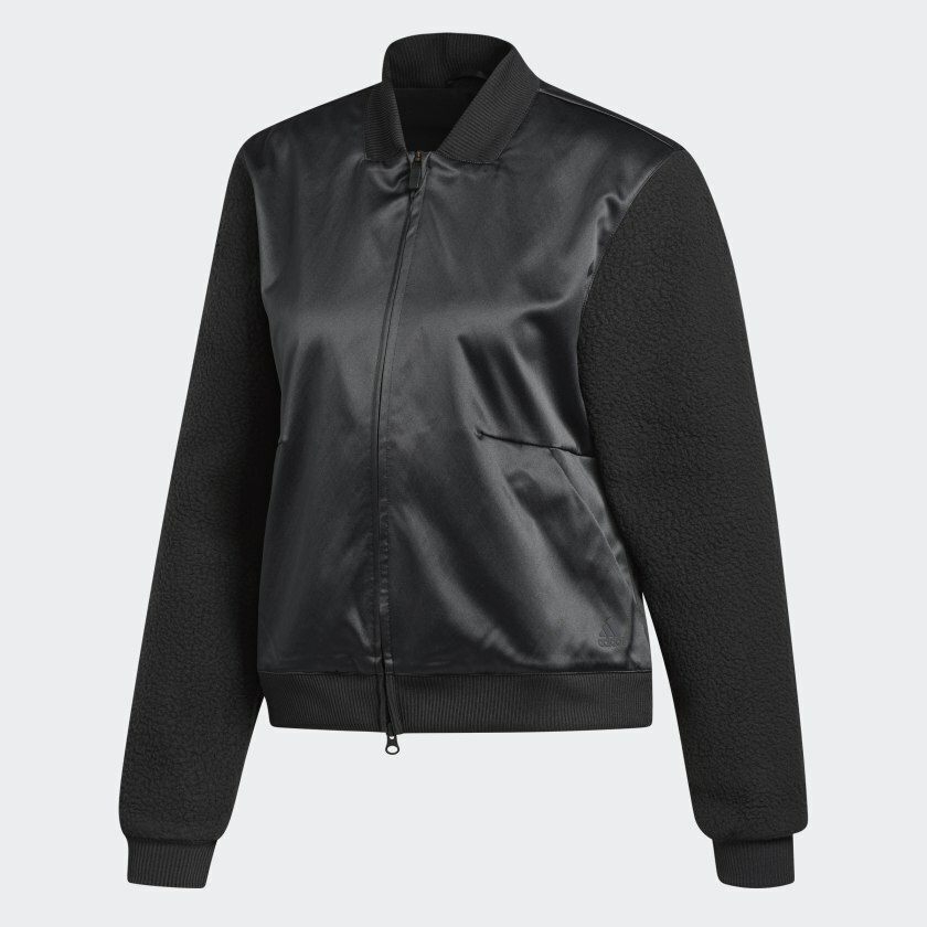 Adidas Women's ID Sherpa Bomber Jacket  DH8191 Black Size Medium