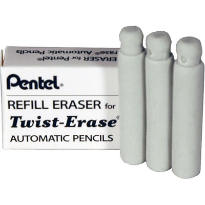 Pentel Twist Erase Pencil, Eraser Refill E10, Pack Of 3 Erasers