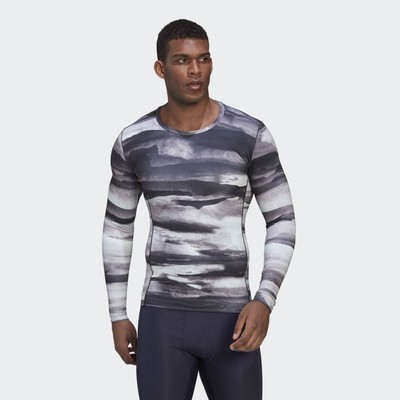 

Мужская футболка с длинным рукавом для йоги с принтом adidas Allover
