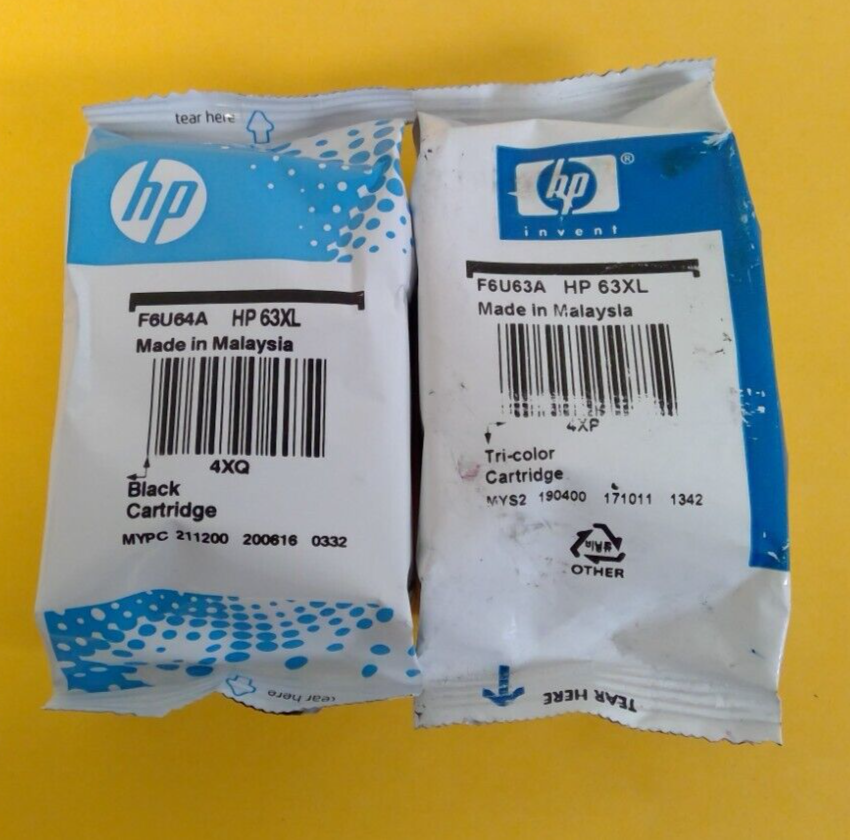 Genuine OEM HP 63XL Black-63XL Tri-color Ink Bulk Packaging FREE SHIPPING