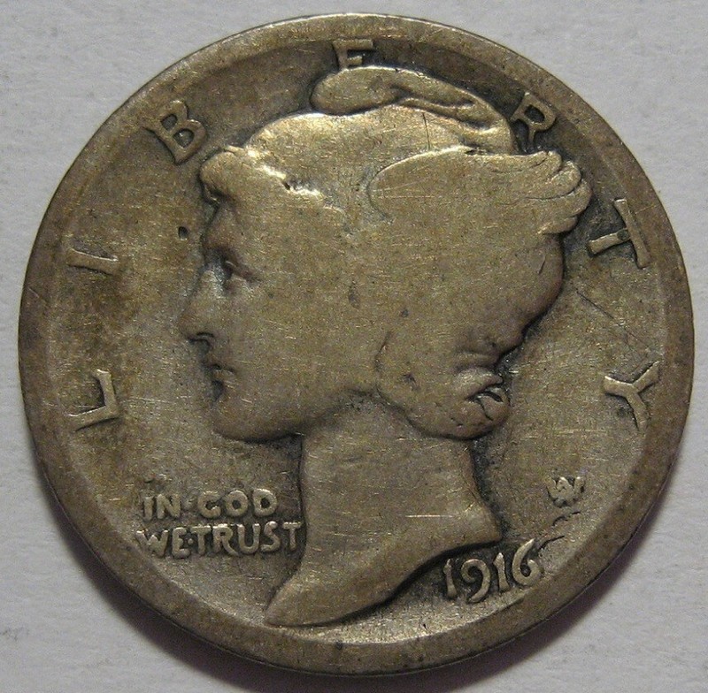 = 1916-D G/VG MERCURY Dime, Nice KEY DATE, FREE Shipping