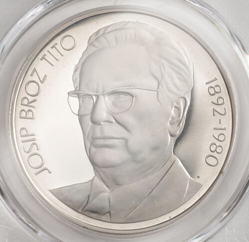 1980, Yugoslavia. Proof Silver 1000 Dinara "J.B. Tito" Coin. Pop 1/0! PCGS PR68!