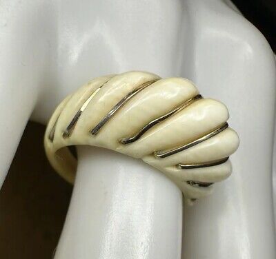 1940s Jewelry Styles and History Vintage 1940s Celluloid Gold Wire Wrapped Domed Shrimp Ring Size 7 $79.99 AT vintagedancer.com