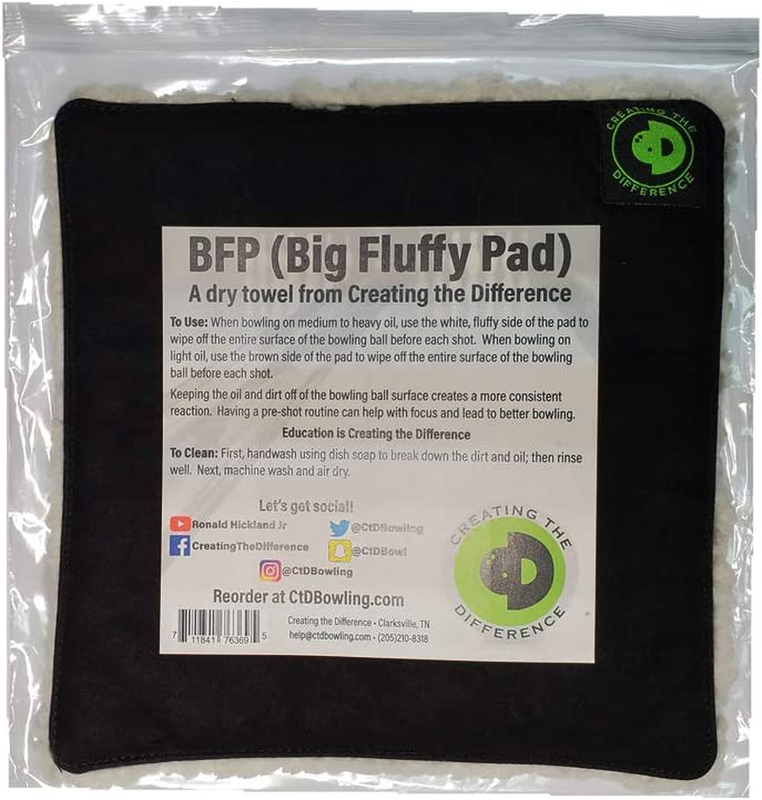 BFP (Big Fluffy Pad) | Washable Microfiber Bowling Ball Shammy Towel | Wipes Awa