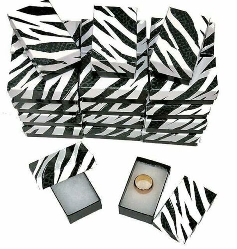 25 Zebra Jewelry Gift Boxes Cotton Filled 2-1/2X1-1/2X7/
