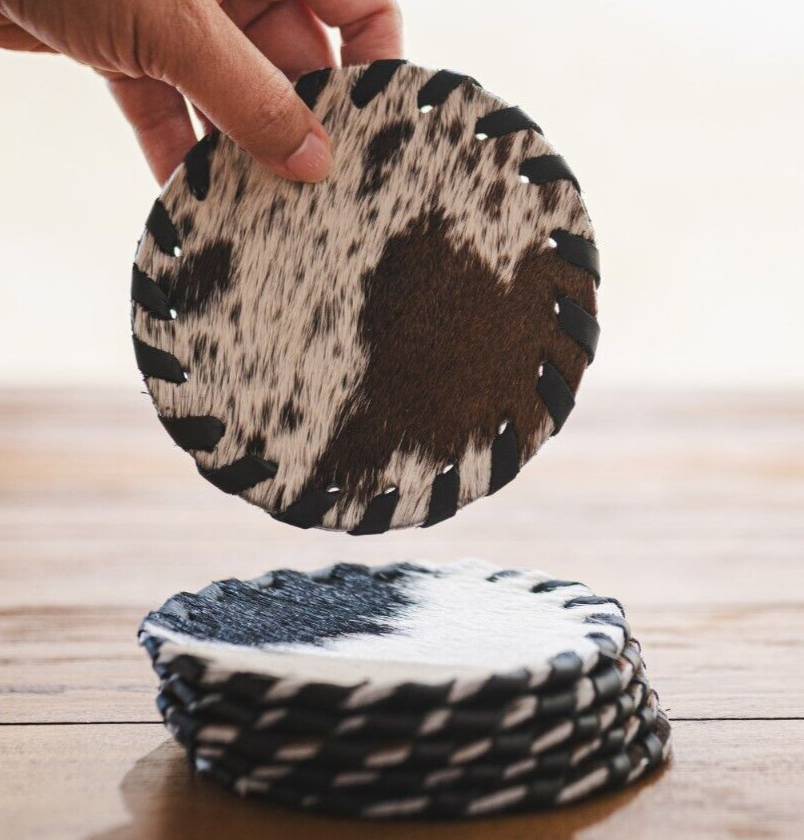 Cowhide Coaster Plain Assorted - UNIT