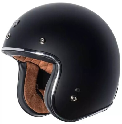 Motorcycle 3/4 Open Face Helmet TORC T50 Del Mar Cafe Retro Flat Black Medium