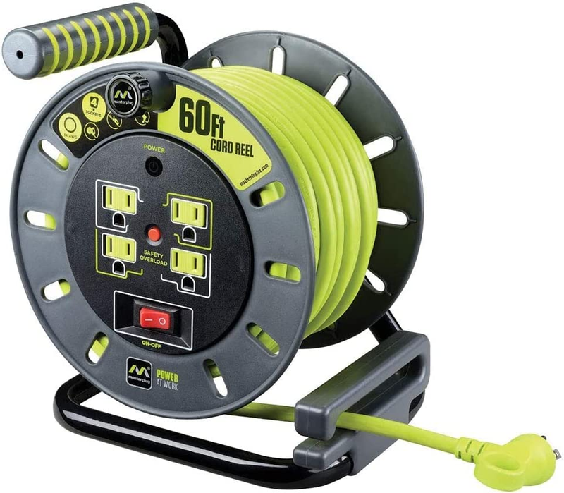 Masterplug Power at Work Four Power Outlets, Open Cord Reel 