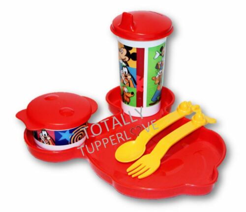 Tupperware Lunch Set Mickey Mouse Meal Plate, Tumbler, Snack Cup, Cutlery Disney