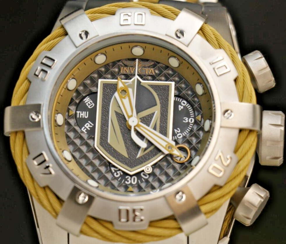 Pre-owned Invicta Nhl Grand Bolt Men's 53mm Watch Las Vegas Golden Knights Men's: 42016