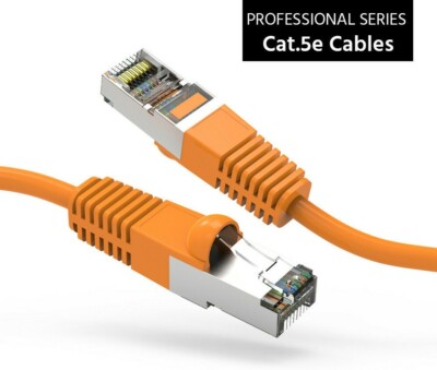 12 Ft Cat5E Shielded Ethernet Network Booted Cable Orange
