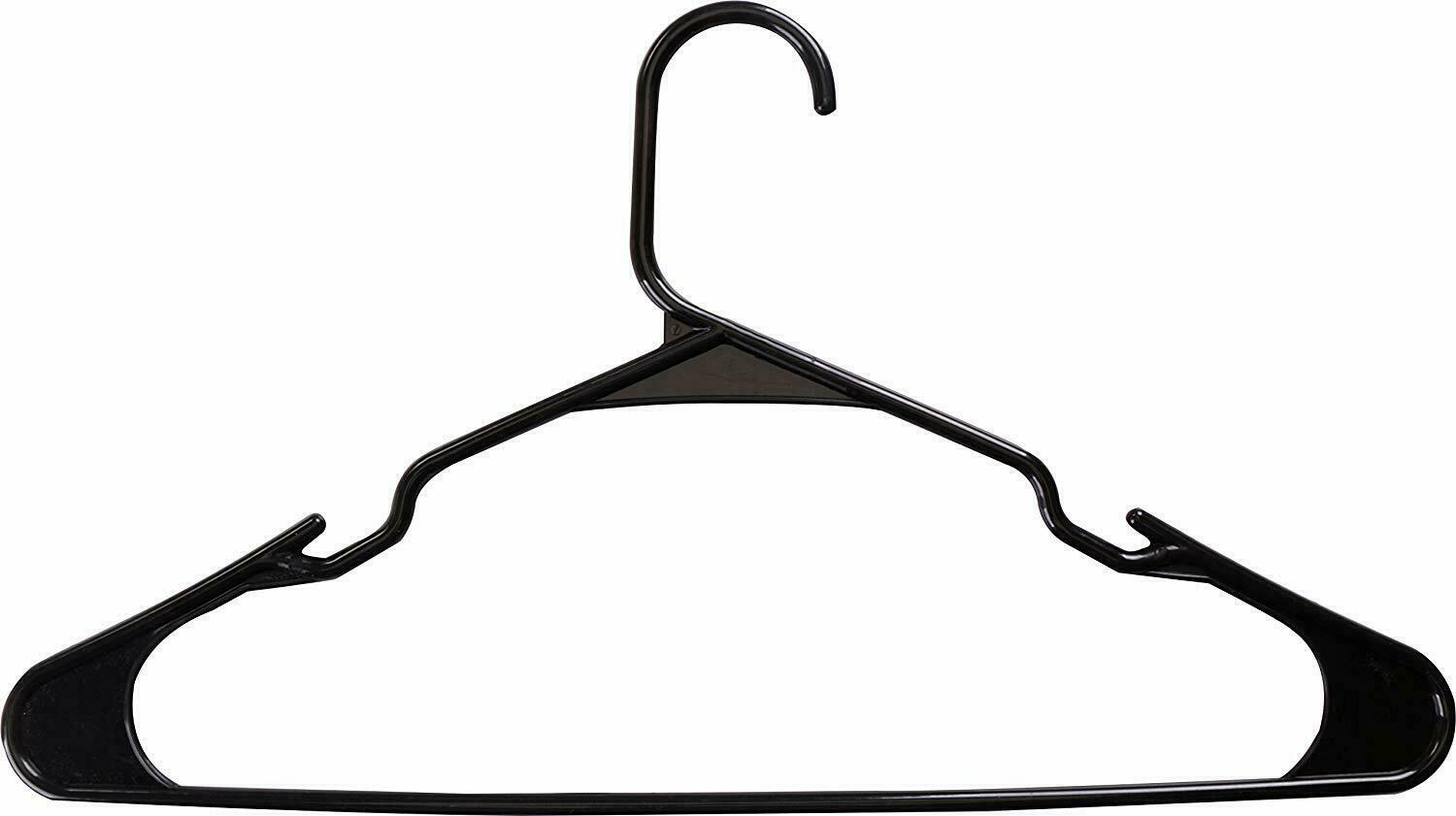 LOT 200 Plastic Hangers Clothes Notched Tube Hanger Black, Blue, White