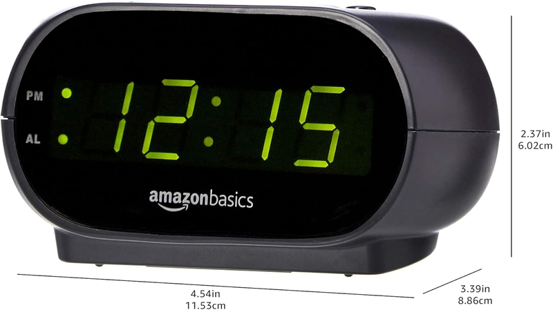 Small Digital Oval Alarm Clock With LED Display, Nightlight & Battery Backup, Bl