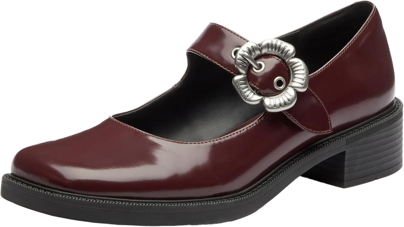 COACH Women's Tea Rose Leather Mary Jane Flats