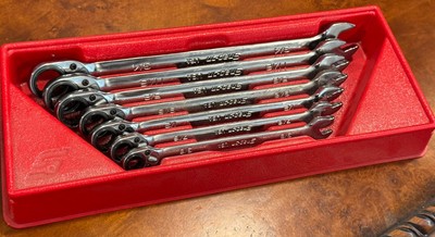 Snap On SOXR707A 7-Pc SAE Non-Reversible Ratcheting Combo Wrench Set