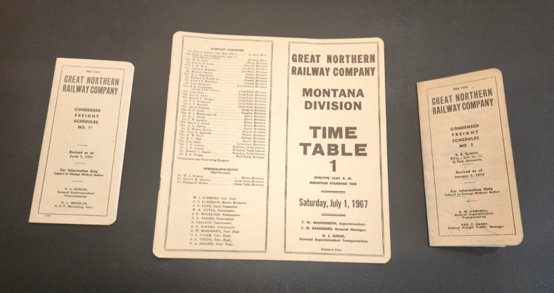 Lot 1954-67 Great Northern Railway Railroad RR Montana Division Timetables R136