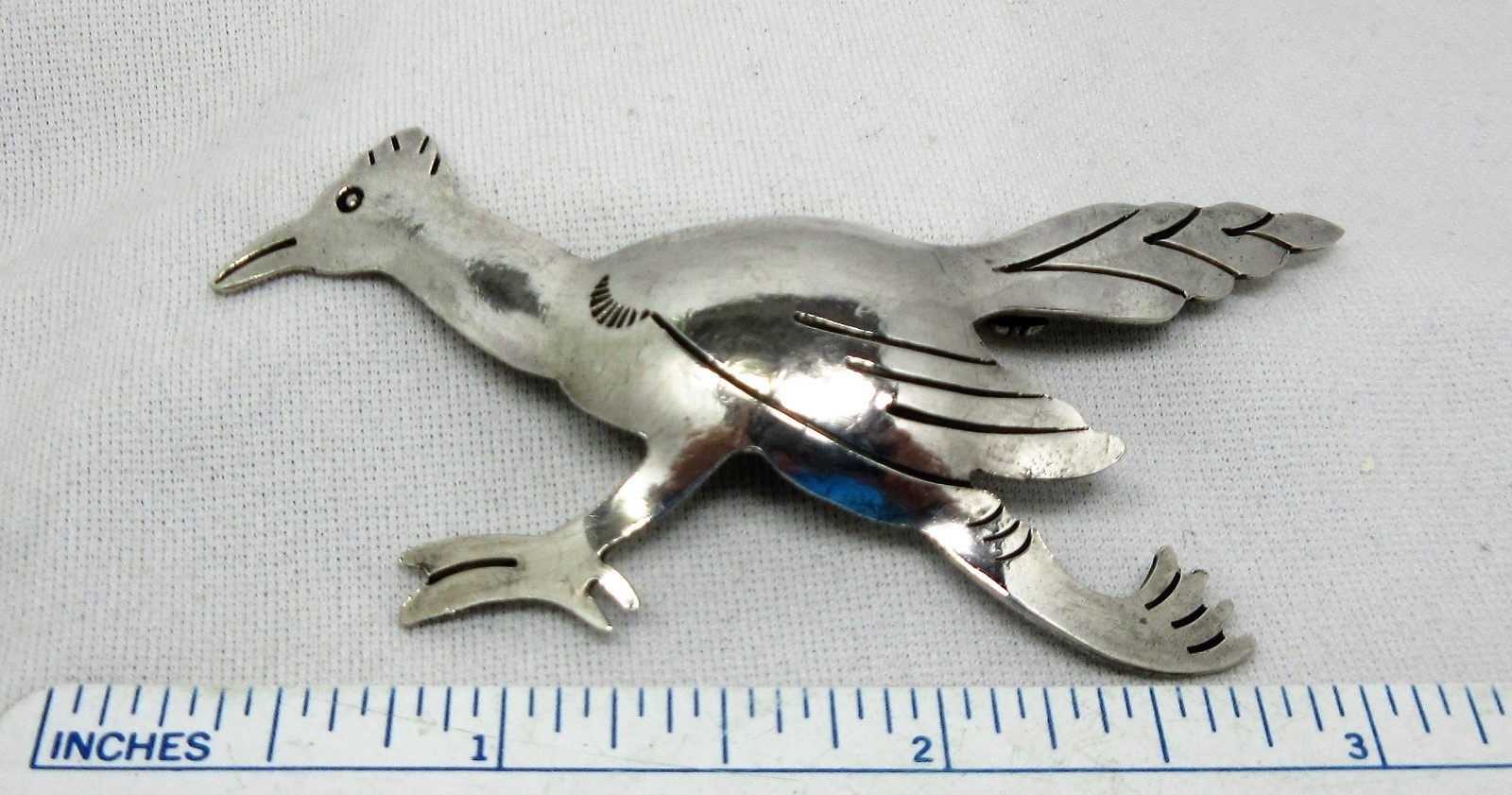 Road Runner Pin, Vintage, Sterling Silver, Brooch, Southwest, Handmade #147
