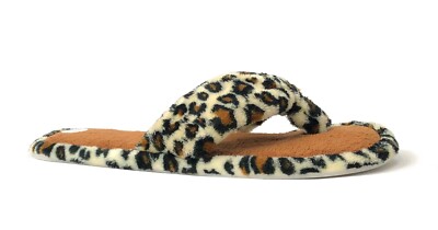 New Ladies' Leopard Print Terry Spa Thong Flip Flop House Slipper Comfort--3025
