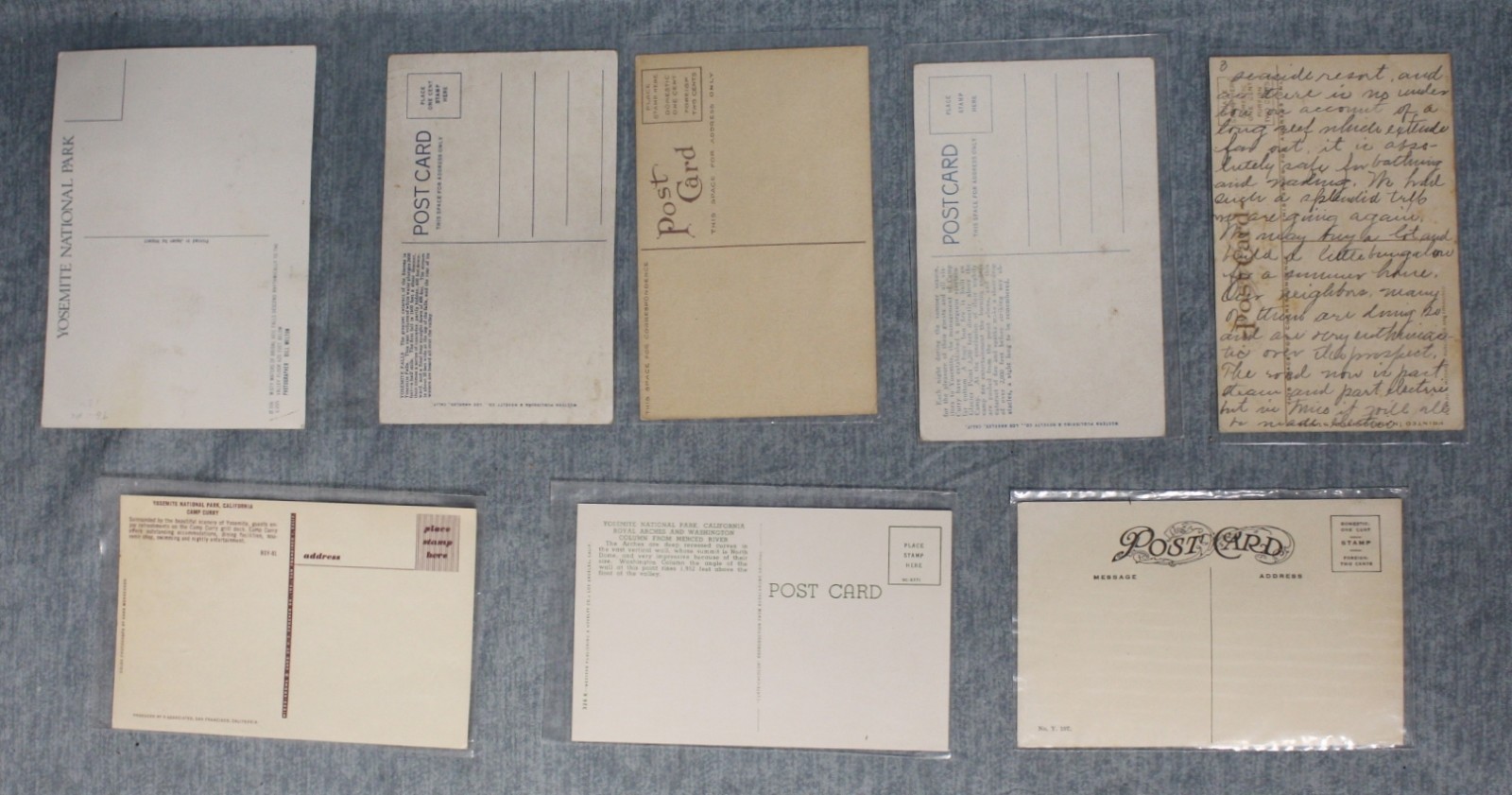 Lot of 8 Vintage Yosemite National Park Postcards Firefall, Railroad, Camp Curry