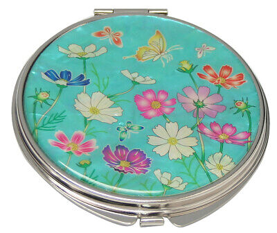 Mother of Pearl Compact Makeup Portable Cosmetics Magnifying Hand Mini Mirror
