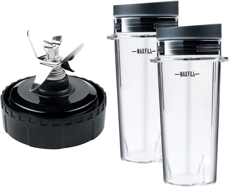 2 Pack 16 Oz Cup Set Replacement Parts Nutri Ninja Blender 6 Fins Blade Assembly