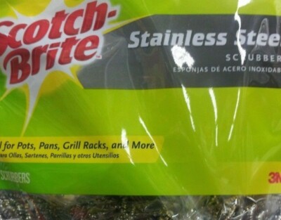 SCOTCH-BRITE STAINLESS STEEL HEAVY DUTY SCRUBBING/SCOURING PADS (FOUR PER PACK)