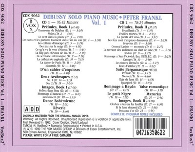 DEBUSSY: SOLO PIANO MUSIC, VOL. 1 NEW CD
