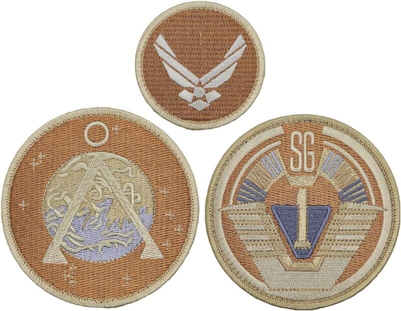 STARGATE SG-1 Embroidered Desert Camo Patch -  3PC - Hook Fastener Backing