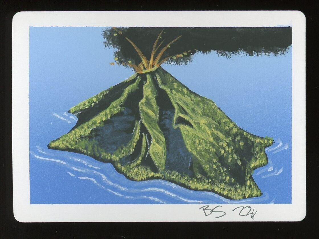 PAINTED & Signed Magic {M30} Modern Frame Volcanic Island PAINTED & Signed Magic {M30} Modern Frame Volcanic Island