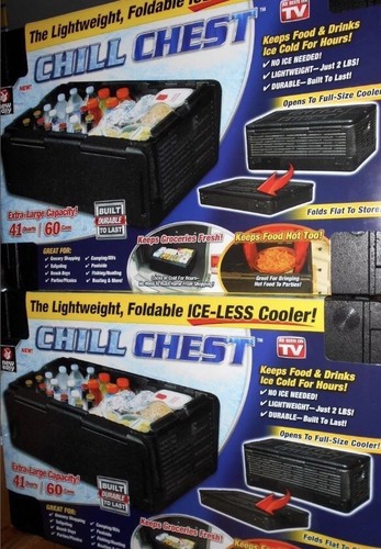 2 CHILL CHEST Lightweight Foldable ICELESS Collapsible 41QT Cooler AS SEEN ON TV