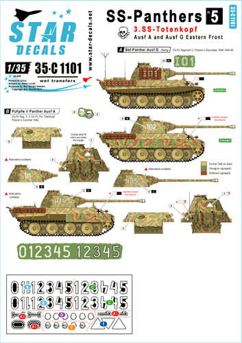 Star Decals 1/35 SS-Panthers Part 5: 3.SS-Totenkopf Ausf A decal 35C1101 x